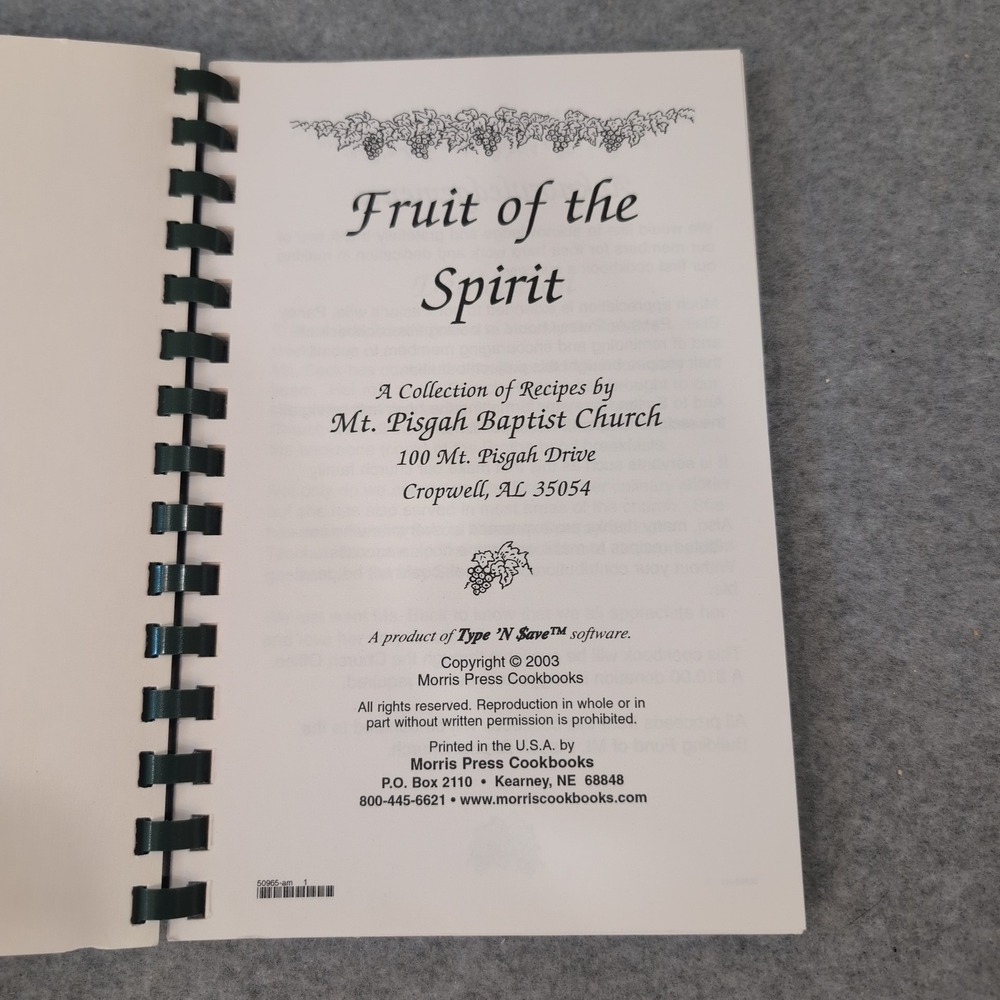 The Fruit of the Spirit Cookbook Mt Pisgah Baptist‎ Church Cropwell, Alabama - Picture 2 of 2